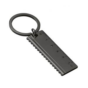 Porte-clés règle personnalisé avec logo, en métal bruni, pour entreprises - Product Image 1