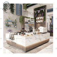 Meuble de café personnalisé design blanc surface solide comptoir cuire beignet café moderne comptoir de bar présentoir