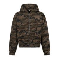 Vestes à capuche zippées camouflage pour hommes en pur coton, coupe ample, poche kangourou, tissu doux et agréable pour la peau, idéales pour le campus et les voyages