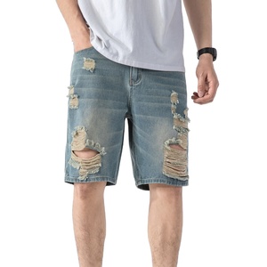 Personnalisé <span class=keywords><strong>2022</strong></span> été hommes vêtements jeunes garçons adolescents à la mode coupe propre poche inclinée déchiré Denim Shorts tenue d'été <span class=keywords><strong>2023</strong></span> - Product Image 1