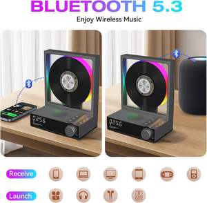 HOTT Lecteur <span class=keywords><strong>CD</strong></span> portable rétro pour 5.3, haut-parleur HiFi, batterie rechargeable 4000mAh, télécommande, veilleuse RGB, minuterie de sommeil - Product Image 3