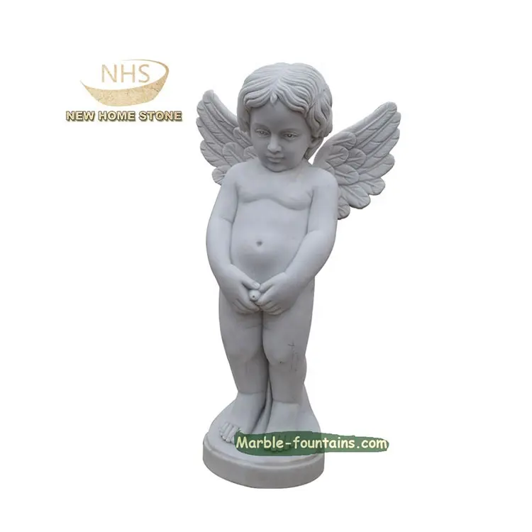 منحوتة يدويًا تمثال الملاك الصغير للتبول بالرخام