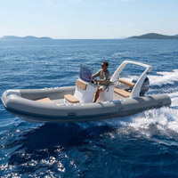 Bateau semi-rigide Premium 5,2 m en Hypalon PVC, coque en fibre de verre à fond en V profond, console centrale, bateau pneumatique rigide pour exploration en haute mer, modèle Island