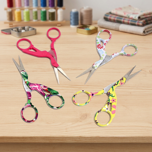 4 PAIRS 4.5" STAINLESS STEEL SHARP TIP CLASSIC STORK SCISSORS CRANE DESIGN SEWING SCISSORS DRESSMAKER SHEARS SCISSORS - Product Image 2