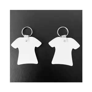 뜨거운 판매 염료 승화 금속 열쇠 고리 태그 공백 2 양면 흰색 승화 인쇄 알루미늄 빈 티셔츠 모양 열쇠 고리