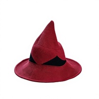Chapeau de Sorcière Homme Femme Noir Flamme Rouge Pointu Chapeau de Magicien pour Fête Thème Halloween Spectacle Scénique Vente en Gros