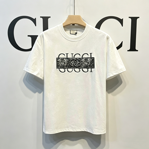 2026 Casual Fashion Breathable 100% Cotton Oversized Hip-Hop GG Retro Gu cci Summer Short-Sleeved T-<b>Shirt</b> For Men - Product Image 6
