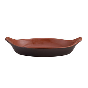 Plat de service ovale en terre cuite Vulcania 30 × 6,8 cm, marron, bicolore - Product Image 1