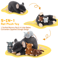 5 pièces Rat peluches ensemble 24 pouces maman peluche souris jouet avec 4 mignon souris bébés réaliste Rat peluche cadeau garçons filles
