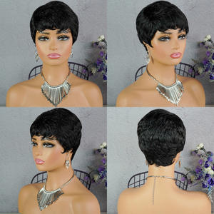 Venta al por mayor de pelucas cortas de corte pixie de cabello humano para mujeres negras hechas a máquina pelucas naturales baratas sin encaje cabello humano - Product Image 4