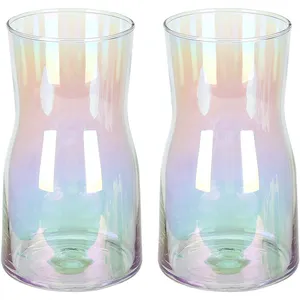 Iridescent Vase Colorful Style Modern Translucent Decorative Clear Glass Flower Vase