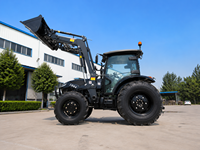 Traktor Roda 4x4 50HP 70HP 90HP Tugas Berat dengan Front Loader dan Backhoe Bersertifikasi EPA, Mesin Pertanian, Penggerak Gigi, Dilengkapi IoT