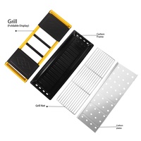 Barbecue pliable d'extérieur en métal au charbon de bois et au gaz avec plaque de cuisson – Mini-rangée de cuisson portable pour la maison, la plage et la randonnée