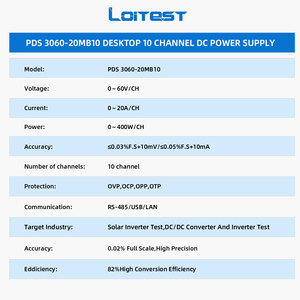 Fuente de Alimentación Programable Loitest de 10 Canales, 60V 20A, Diseño Híbrido Lineal-Comutado, Baja Ondulación, Alta Corriente, Amplio Rango de Salida - Product Image 5