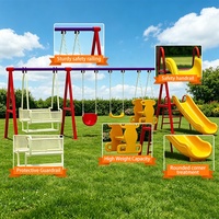 Ensemble balançoire pour enfants avec toboggan, sièges multi-balançoires, en plastique robuste, pour l'extérieur, la cour, la maison et la garderie