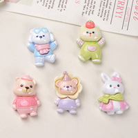 Breloques en résine DIY Lapin et Ours de dessin animé, accessoires animaux printaniers pour pinces à cheveux, coques de téléphone, boucles de chaussures