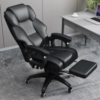 Chaise de bureau exécutive confortable en cuir avec structure en bois, fonctions de réglage en hauteur, soulagement de la fatigue en position assise prolongée