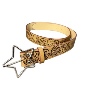 <span class=keywords><strong>Cintura</strong></span> Western Star per <span class=keywords><strong>Donna</strong></span>, Cinturino <span class=keywords><strong>Beige</strong></span>, Motivi Floreali in Rilievo, Stile Cowboy Retrò - Product Image 3