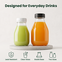 Bouteilles de lait en verre de 300 ml et 500 ml, bouteilles de boissons de 16 oz, bouteilles de jus en verre avec couvercles