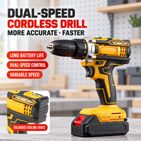 Ensemble d'outils de perçage sans fil 20V avec batterie au lithium, double vitesse, kit complet d'outils à main, mallette rigide, OEM, réparation à domicile, bricolage, ensemble combiné d'outils électriques