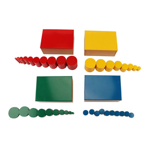 Materiali Montessori Giocattolo Geometrico per Bambini Cilindri Colorati <span class=keywords><strong>in</strong></span> <span class=keywords><strong>Legno</strong></span> Senza Manopole Set Educativo - Product Image 2