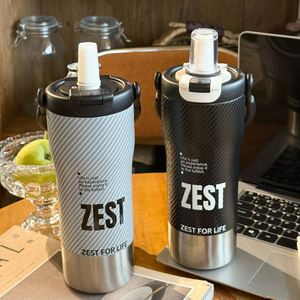 Customizable 2 in 1 Drink 800ml Stainless Steel Thermal Coffee Cups with <b>Straw</b> Travel Coffee Mug Travel Tumbler - Product Image 1