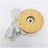 Support de lampe à LED moderne avec interrupteur USB veilleuse et cristal acrylique 3D pour base d'affichage en résine de boule en bois cadeau de base