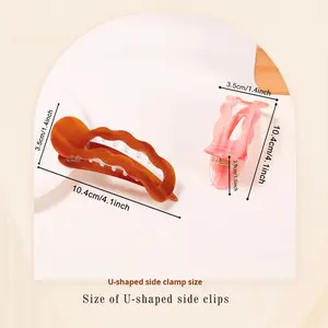 Barrette à cheveux en plastique Goreisi, style européen et américain, design géométrique, simple, pour cheveux rebelles, frange latérale, usage quotidien - Product Image 3