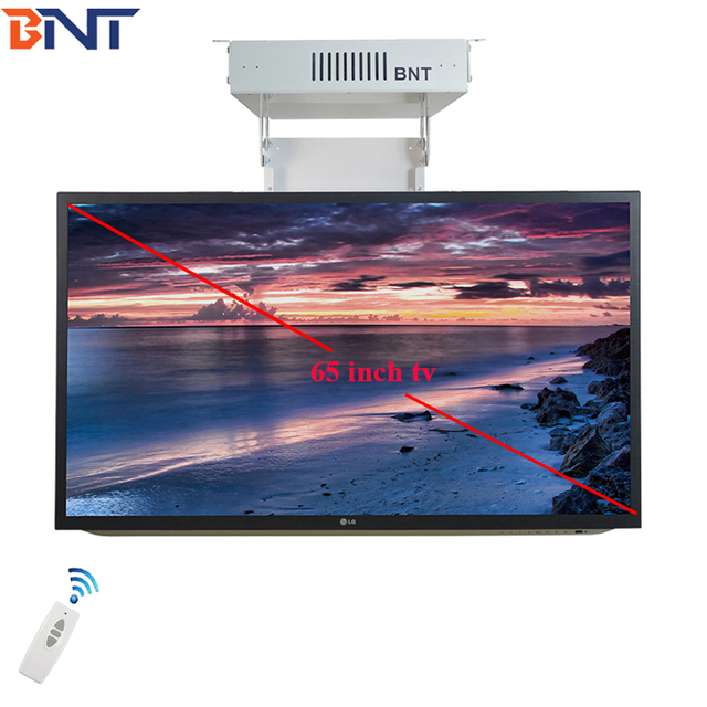 BNT Motorized 32-55inch Cold Rolled Steel Ceiling -up Flip TV Lift with 0-102 Angle Remote Control