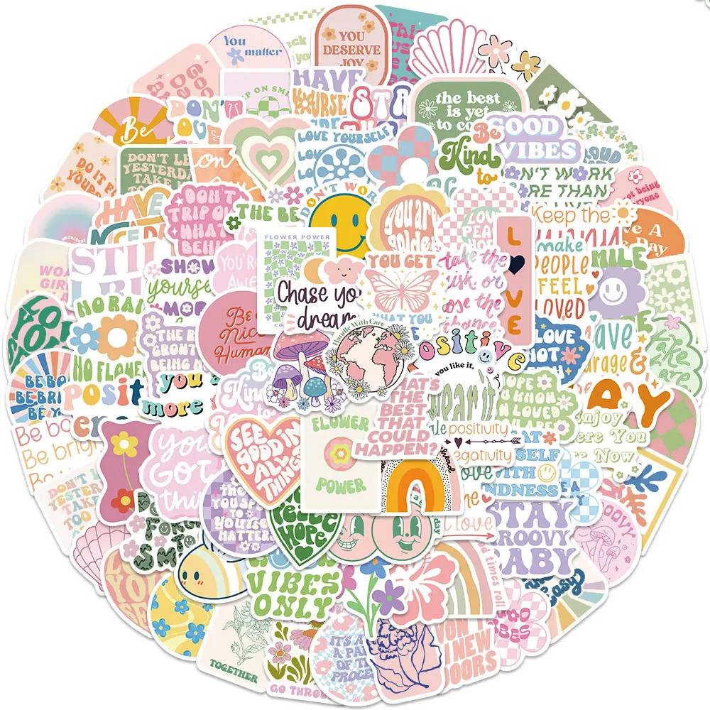 100PCS Pink cute warm color positive words motivational inspirational quotes sticker
