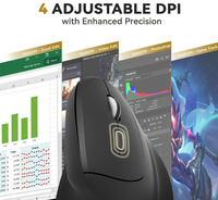 Souris ergonomique IClever WM101, souris verticale sans fil avec 4 niveaux de DPI réglables, 6 boutons pour ordinateur portable, PC, ordinateur de bureau