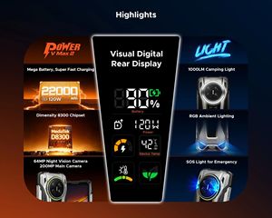 Smartphone robuste DOOGEE V MAX 2 5G 2026 avec processeur Dimensity 8300, écran numérique, 16 Go + 512 Go, batterie 22000 mAh, écran FHD+ 6,78 pouces, 200 MP - Product Image 6