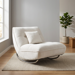 Modern Fabric Lounge Chair With Metal Legs Soft Comfortable Living Room Furniture Beige Color Solid Back Design - Product Image 3