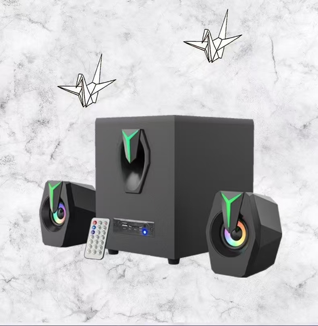 High Definition Sound Wooden Colorful RGB Light Speaker Full Range Wireless Mode Computer PC Gaming Woofer Bass Speaker for Sale