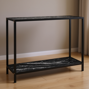 Black <b>Marble</b> Texture <b>Console</b> <b>Table</b> Modern Living Room Furniture Leg Base Design - Product Image 2