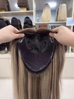 Topper en Cheveux Vierges Naturels à Base de Soie pour Femmes, Respirant, Haute Qualité, Ligne de Cheveux Naturelle Transparente pour Dentelle, Densité 150%