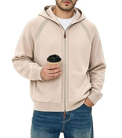 Sweat à capuche zippé en tricot pour homme, veste à capuche tricotée à fermeture éclair intégrale, pull décontracté de couleur unie avec poche avant