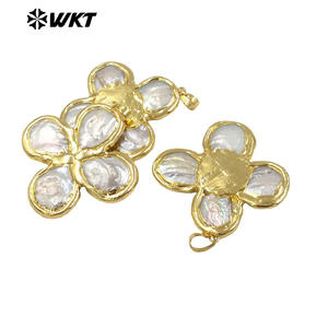 WT-JN299 थोक 18k सोने से भरा हुआ ताजा पानी का मोती भाग्यशाली चार पत्ती वाला क्लुर महिलाओं का हार - Product Image 2