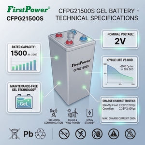 Batería de Gel 2V 1500Ah FirstPower CFPG21500S - La Mejor Calidad y Energía Económica <span class=keywords><strong>para</strong></span> Carritos de Golf, Vehículos Eléctricos y Sistemas UPS - Product Image 5