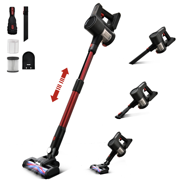 Professional Cordless LED Light Self-Standing Floor Brush Vacuum Cleaner Stick for Household Car Rechargeable With HEPA Filter