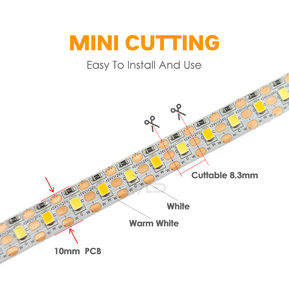 Tira de Luz LED Flexible SMD2835 de 24v 10mm 120leds 2700k 6500k CCT para Decoración Interior de Gabinetes y Techos - Product Image 2