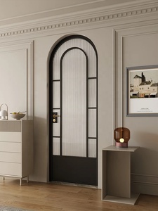 Puertas batientes modernas <span class=keywords><strong>de</strong></span> un solo vidrio, marco <span class=keywords><strong>de</strong></span> aleación <span class=keywords><strong>de</strong></span> aluminio impermeable en negro para baño <span class=keywords><strong>de</strong></span> oficina o <span class=keywords><strong>interior</strong></span> <span class=keywords><strong>de</strong></span> apartamento - Product Image 2