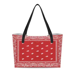 Litthing — sac à main Bandana pour femmes, fourre-tout Design, de grande capacité, imprimé rouge, personnalisé, mode, 2022