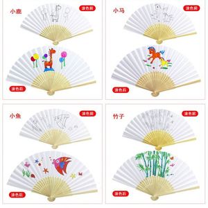 Abanicos de Papel Plegables de Bambú Pastel, Ecológicos, Decorativos, para Pared, Ideales para Fiestas de Verano, Bodas, Bailes, Pintados - Product Image 4