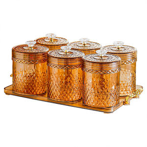 Décoration d'intérieur, <span class=keywords><strong>pot</strong></span> à bougie <span class=keywords><strong>en</strong></span> <span class=keywords><strong>verre</strong></span> recyclé, <span class=keywords><strong>pot</strong></span> à bonbons transparent de couleur orange, <span class=keywords><strong>lot</strong></span> de pots <span class=keywords><strong>en</strong></span> <span class=keywords><strong>verre</strong></span> avec couvercle - Product Image 4