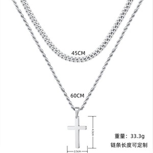 종교적인 방수 힙합 남성용 스테인리스 스틸 쥬얼리 바 펜던트 목걸이 (여성용 십자가) - Product Image 2