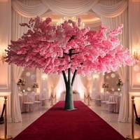 Nouveaux produits grand arbre à fleurs 4.2m de haut et 4.6m de large arbre à fleurs de cerisier artificiel Orange complet pour décor de restaurant intérieur