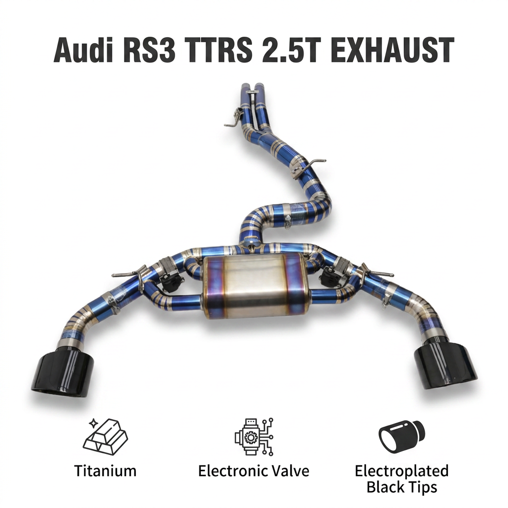 VantaFlow Racing Titanium Valvetronic Catback for Audi RS3 TTRS 2.5T 2017-2023 Performance Burnt Blue Muffler with Black Tips