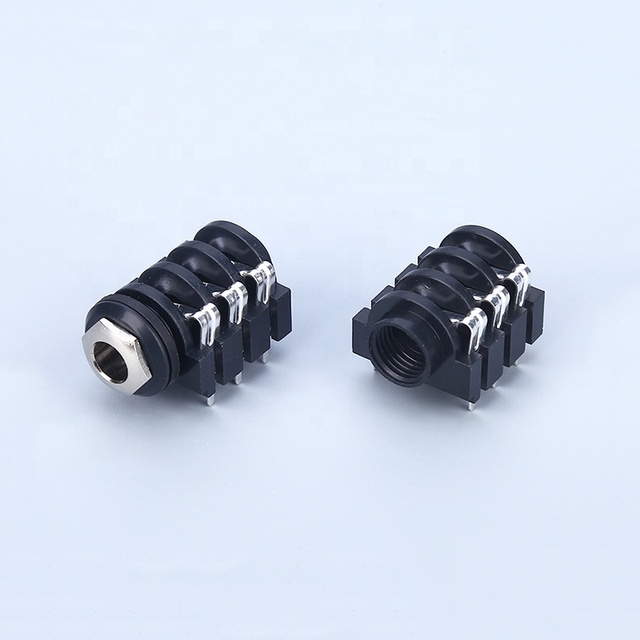 6.35 Jack PCB Mount Female Socket 6 Pin Stereo 1/4 Audio Jack Black Phosphor Bronze 500V Rated