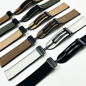 Bracelet de montre magnétique 20 mm 22 mm, bracelet en cuir et silicone pour <span class=keywords><strong>Samsung</strong></span> Galaxy <span class=keywords><strong>Watch</strong></span>, bracelet pour Huawei <span class=keywords><strong>Watch</strong></span>, bracelet pour Garmin - Product Image 3